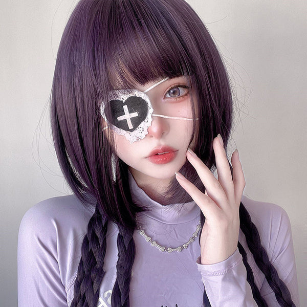 purple long straight hair wig  KF70167