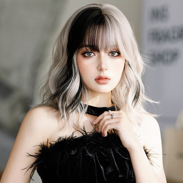 Silver gray short curly wig  KF9491