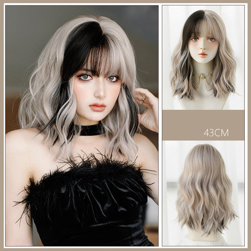 Silver gray short curly wig  KF9491