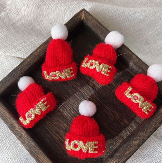 Santa hat letters LOVE small hat （5pes）  KF70439