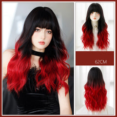black red long curly hair wig KF81049