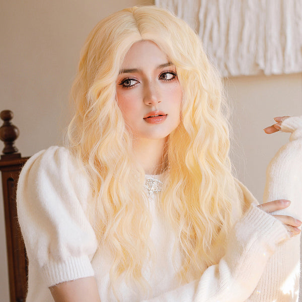 Golden long curly hair Wig KF81918