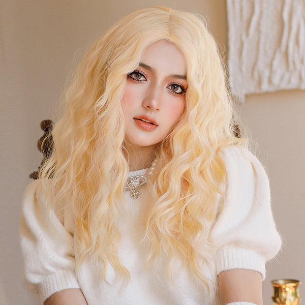 Golden long curly hair Wig KF81918