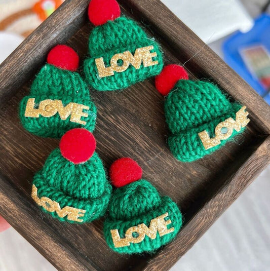 Santa hat letters LOVE small hat （5pes）  KF70439
