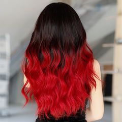 black red long curly hair wig KF81049