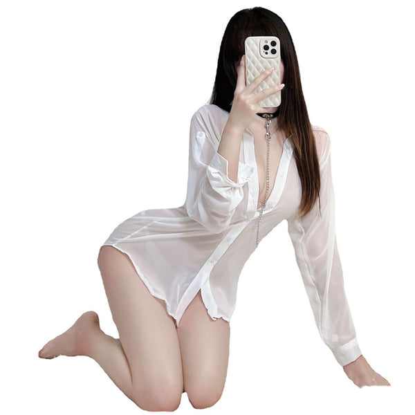 solid color long sleeve shirt pajamas  KF70236