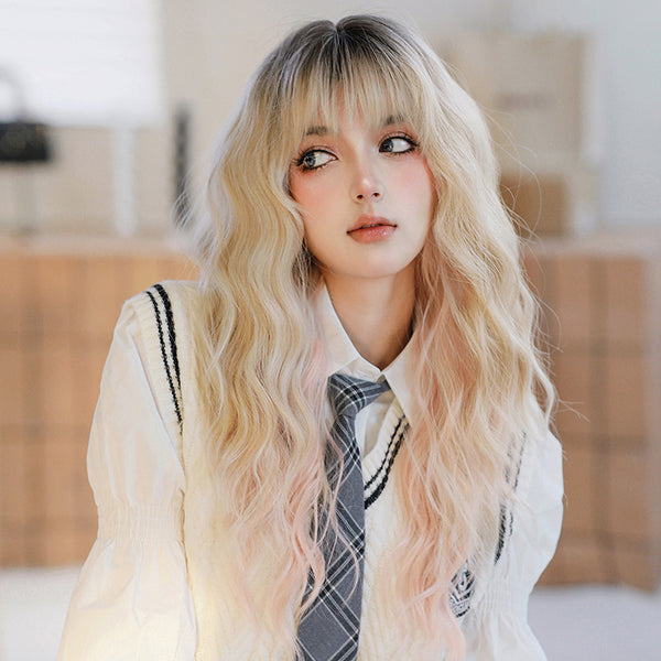 BLONDE  LONG CURLY WIG KF82135