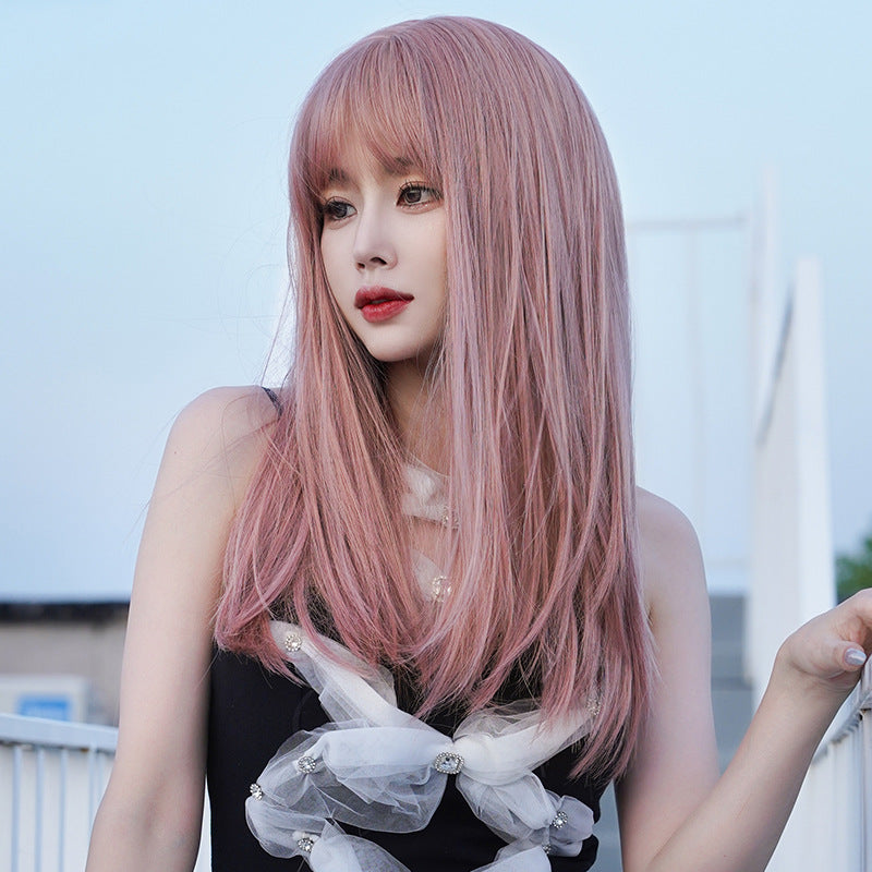 pink Long straight wig KF90603