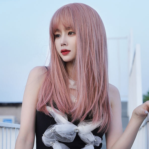 pink Long straight wig KF90603