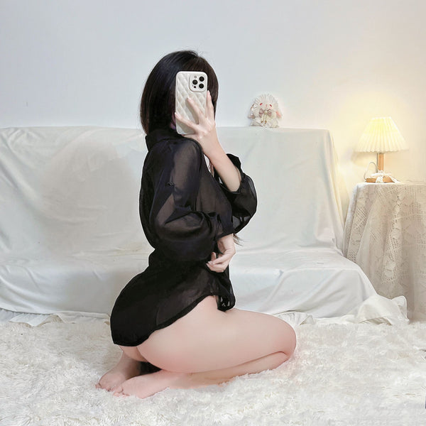 solid color long sleeve shirt pajamas  KF70236