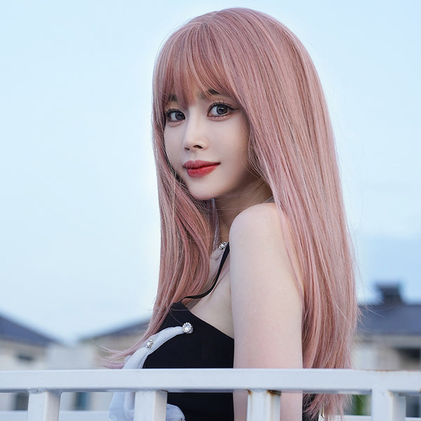 pink Long straight wig KF90603