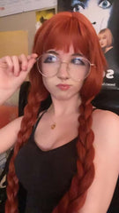 Orange red long curly wig  KF82918