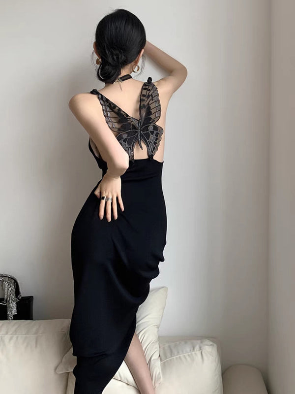Black Lace Bow Dress  KF70048