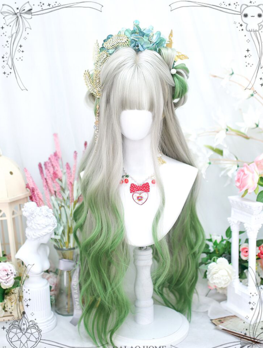 Gray and green wig  KF11008