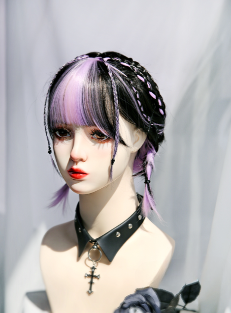 lolita black purple wig  KF11046