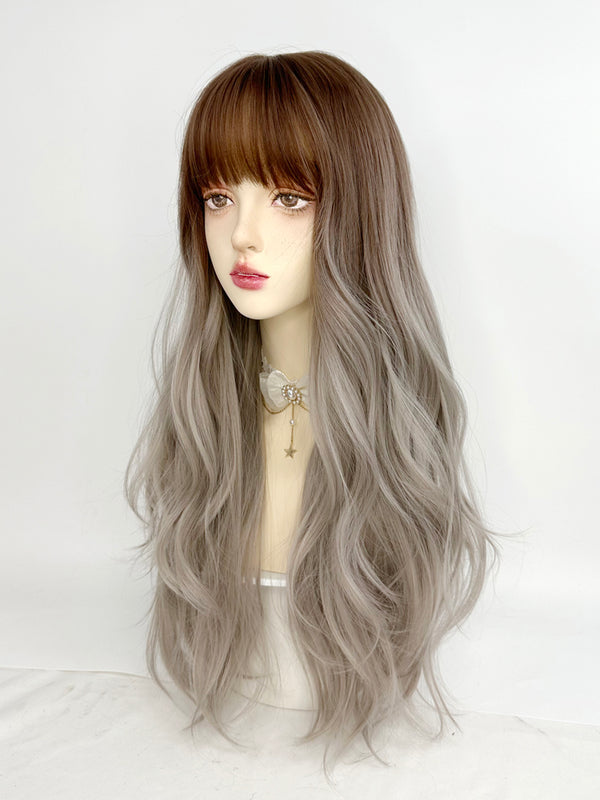 Gray Gradient Long Curly Wig  KF70126