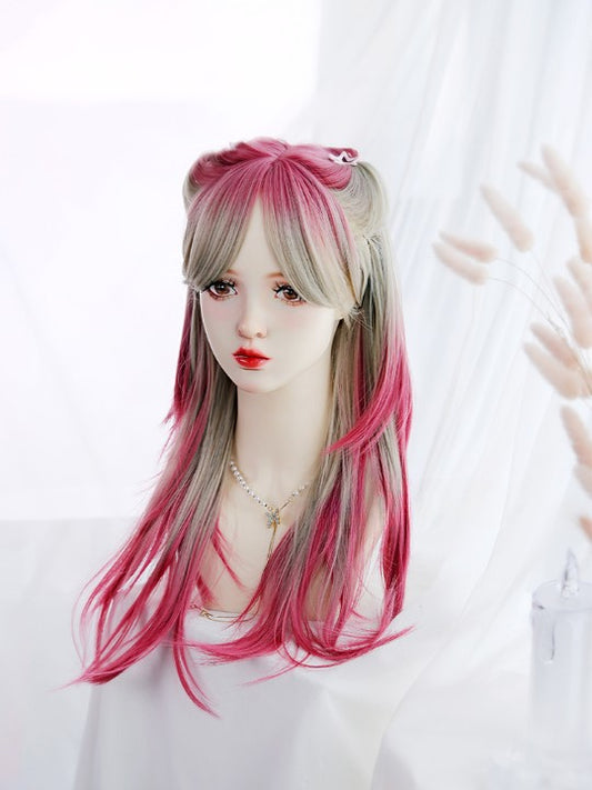 Lolita khaki pink wig  KF11049
