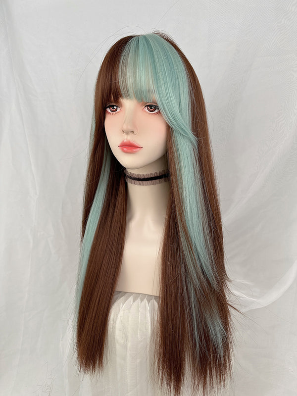 green gradient black wig  KF11010