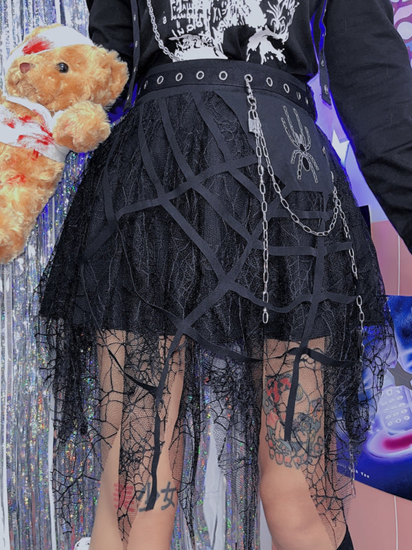 punk spider skirt    KF83952