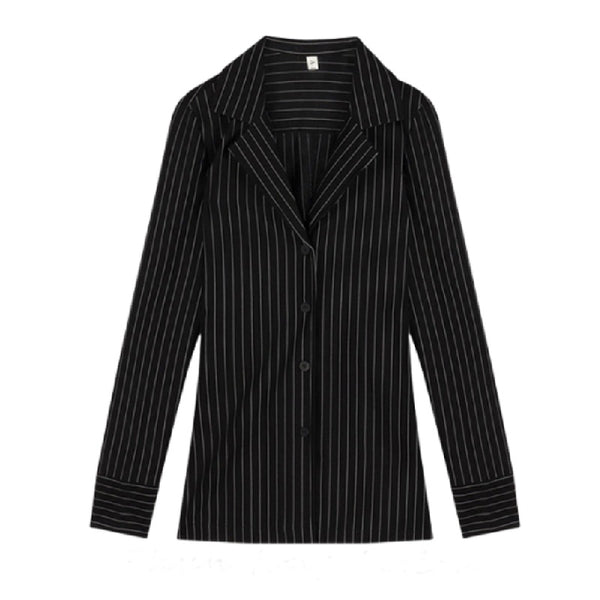 Black long sleeve striped shirt  KF705857