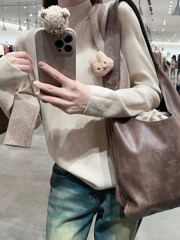 Solid color high collar sweater  KF70556