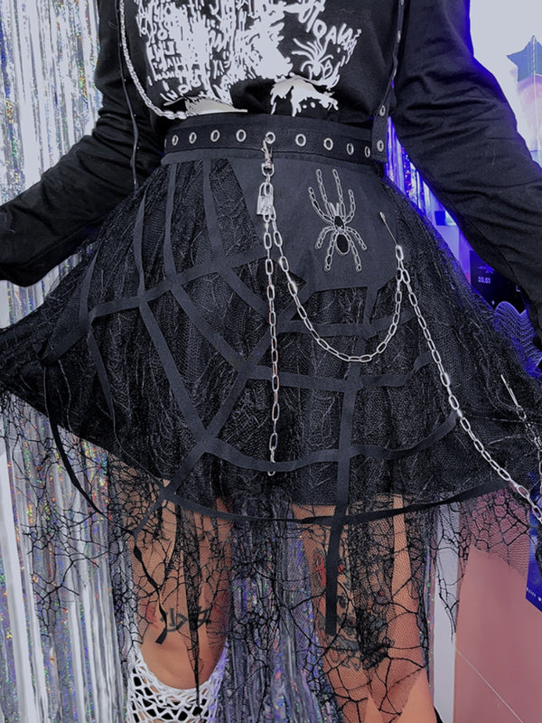 punk spider skirt    KF83952