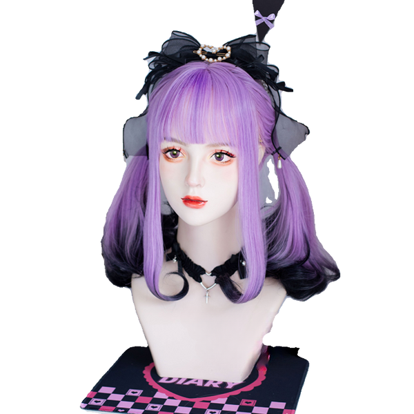 Purple black wig   KF11014