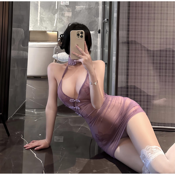 Purple cheongsam KF14687
