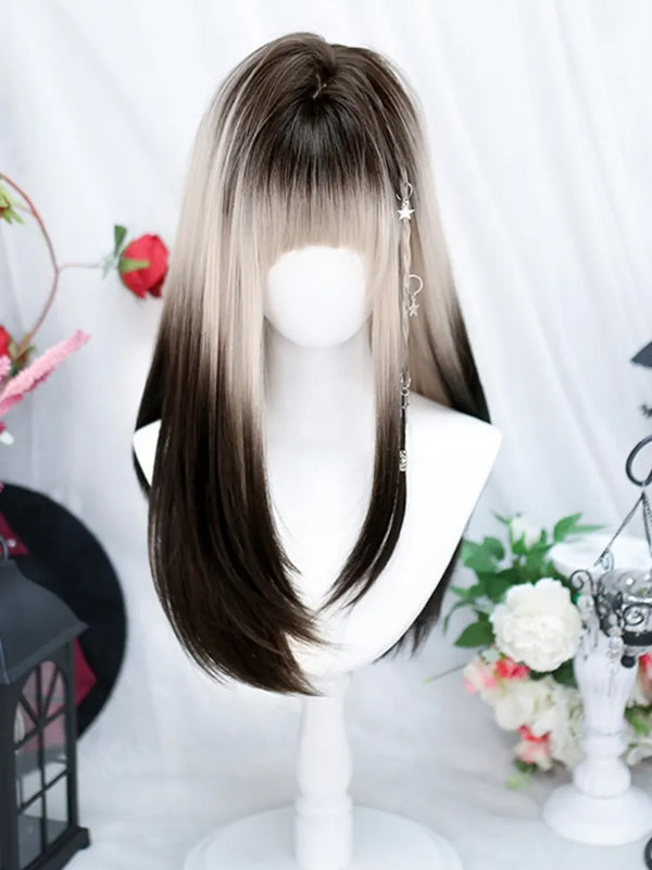 White brown gradient wig   KF11295