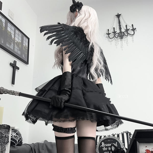 Halloween cos black angel dress   KF70342