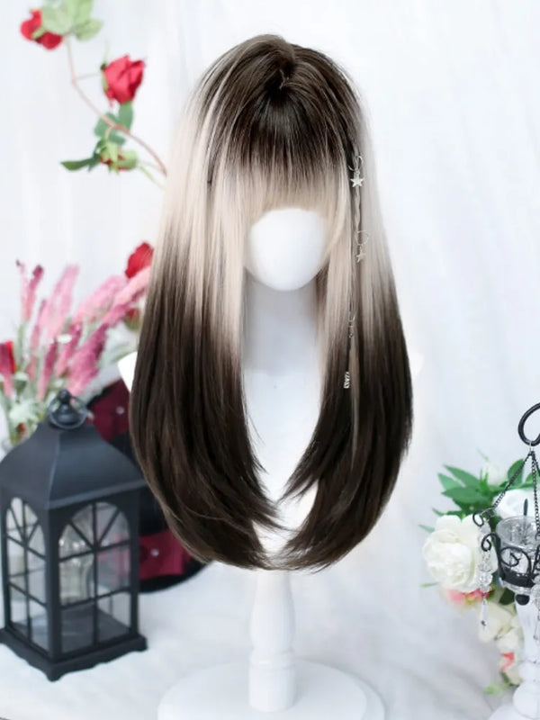 White brown gradient wig   KF11295