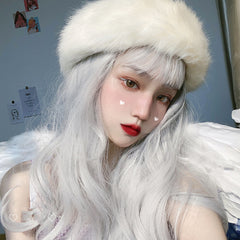 white long curly wig  KF82352
