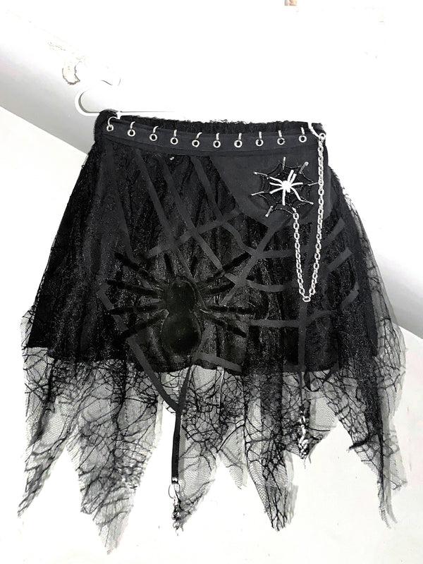 punk spider skirt    KF83952