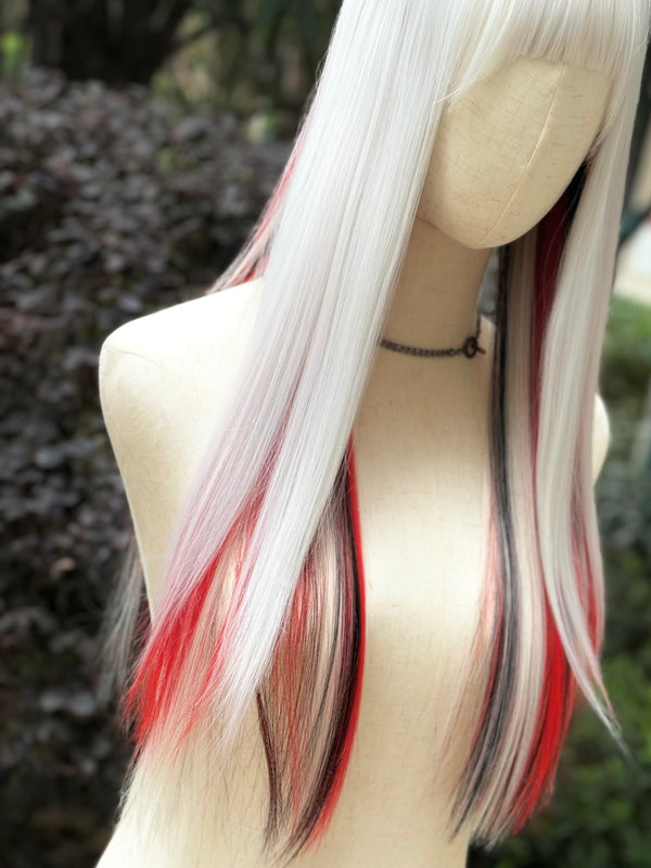 White and red gradient wig KF11261