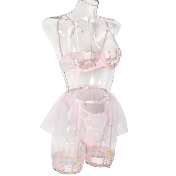 Pink Hollow Underwear Set KF70377