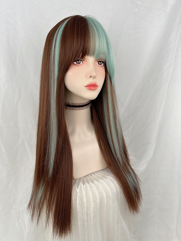 green gradient black wig  KF11010