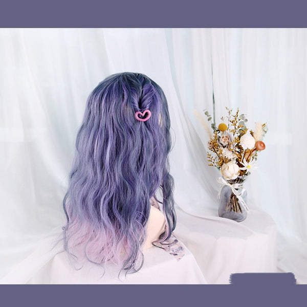 Gray purple gradient long wig  KF11100