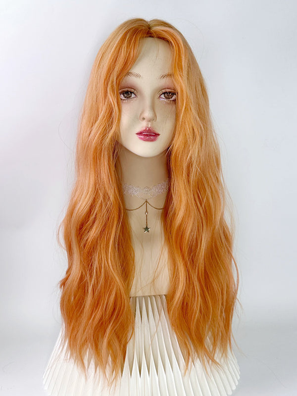 Orange long curly hair wig  KF82433