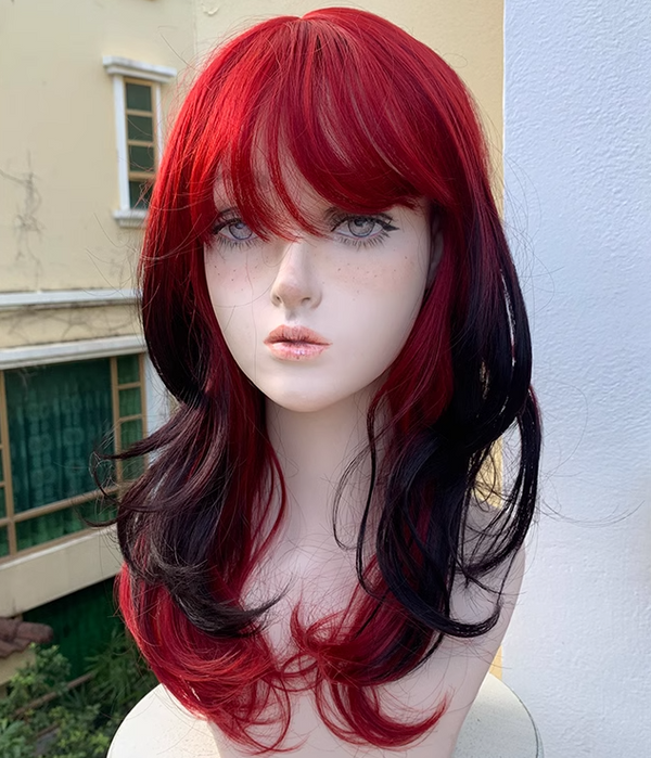 Red and black gradient wig  KF11225