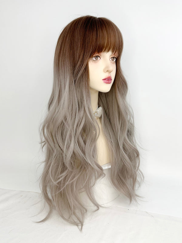 Gray Gradient Long Curly Wig  KF70126