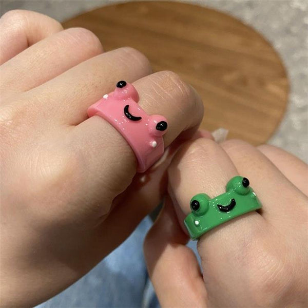 cute cartoon couple frog ring   KF83868