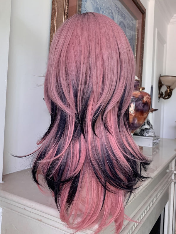 Pink Gradient Black Wig  KF11128