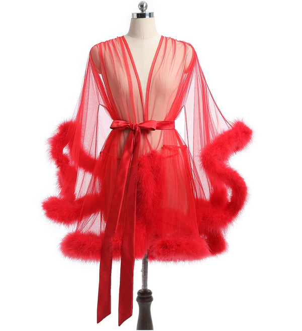 Plush mesh bathrobe  KF705730