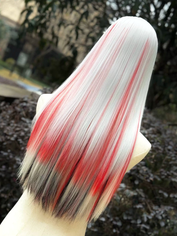 White and red gradient wig KF11261
