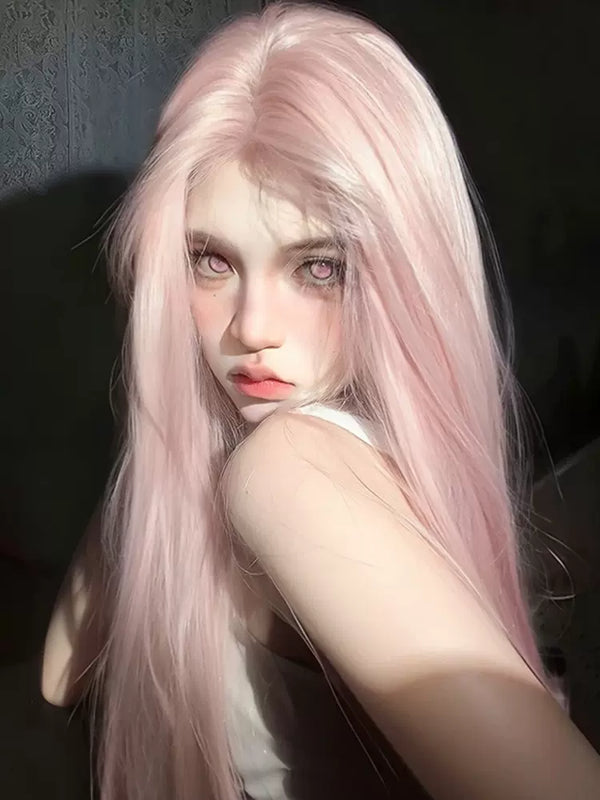 pink long wig  KF11260