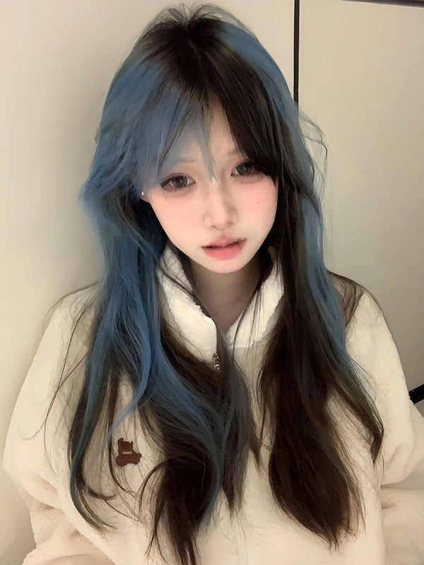 y2k blue brown wig KF11130