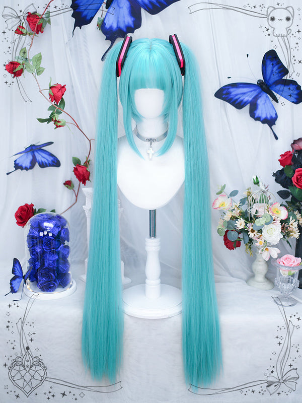 Cyan long cosplay wig   KF11291