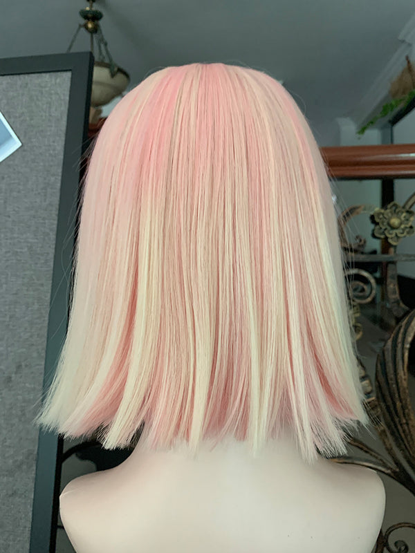 Pink gradient white wig KF11226