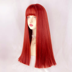 RED LONG STRAIGHT WIG KF82207