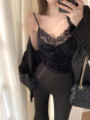 Lace velvet suspender belt   KF70559